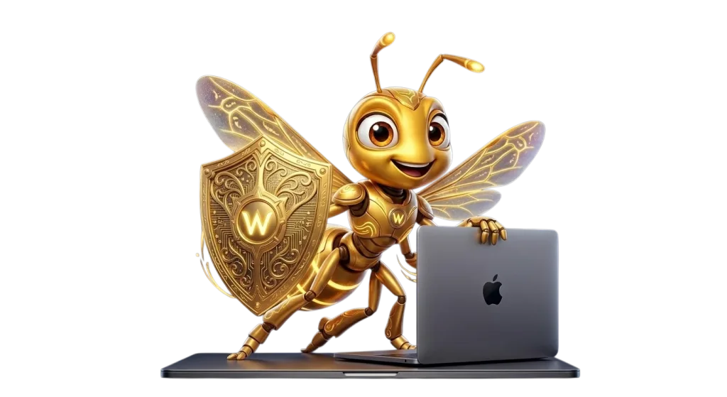 Wasper privacy shield — wasp with MacBook